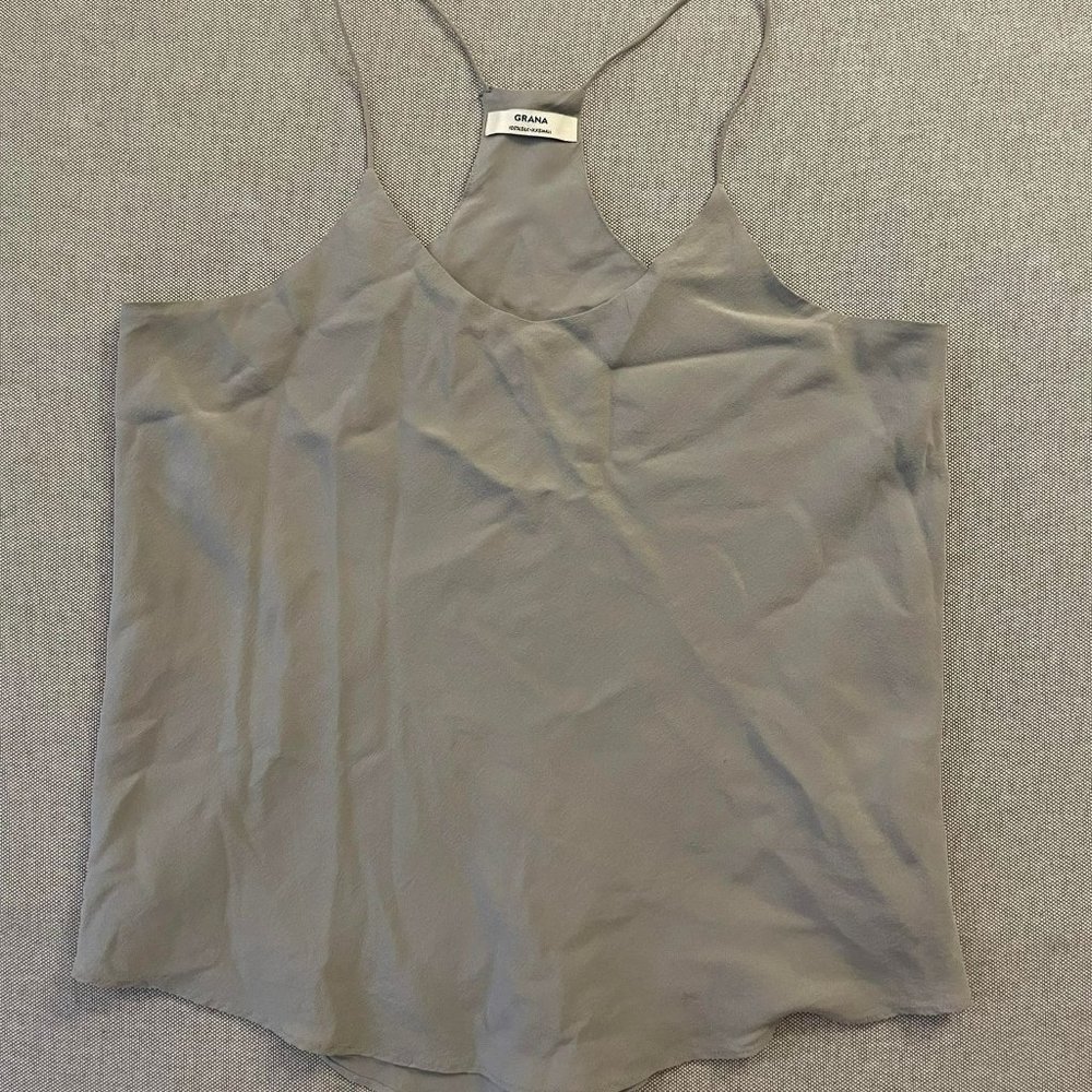 Grey 100% Silk Grana Tank Top